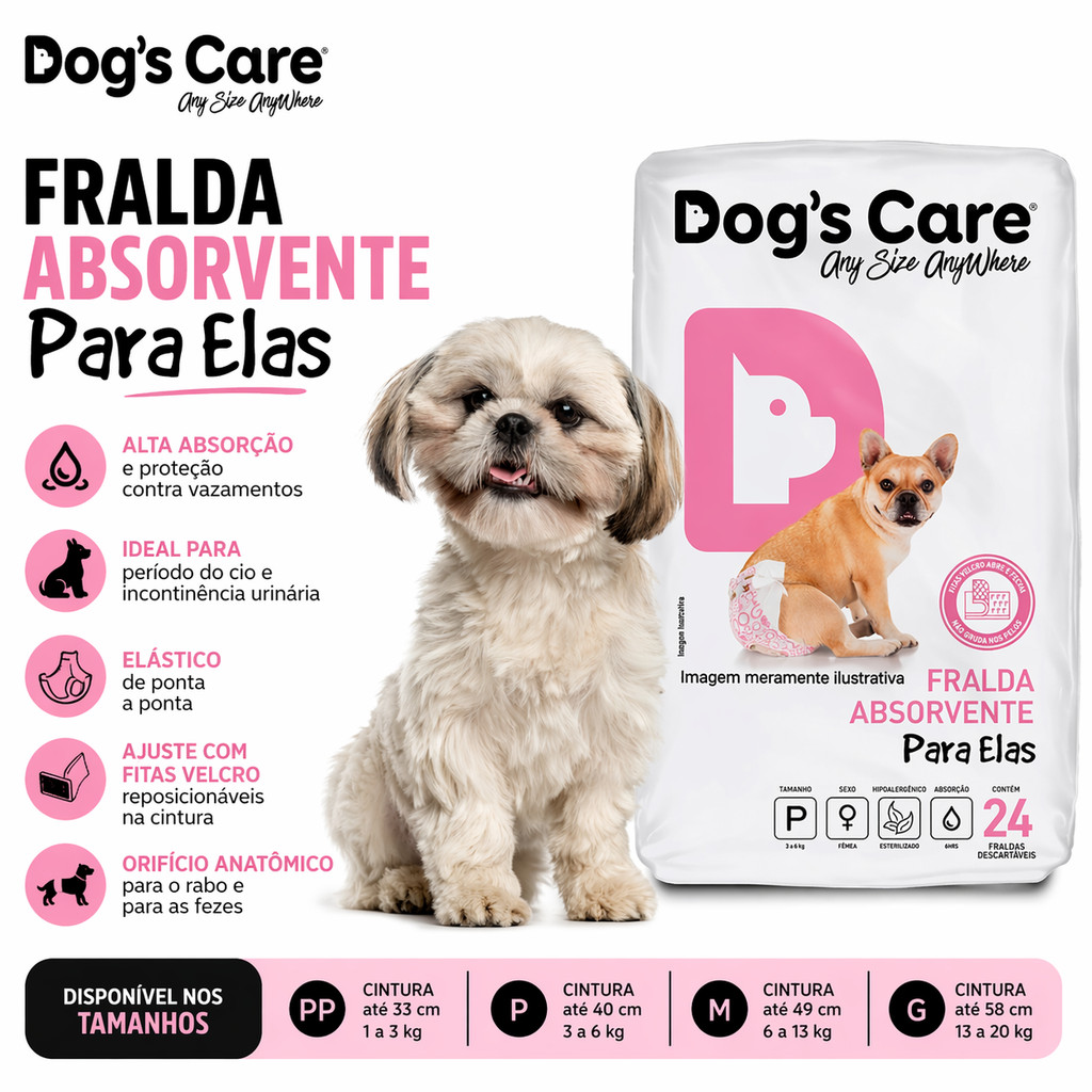 Fralda Higiênica Descartável Pet para Cachorro F