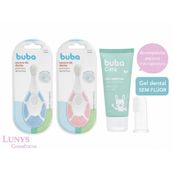 Kit Escova De Dente  Bebê Primeiros Dentinhos Azu