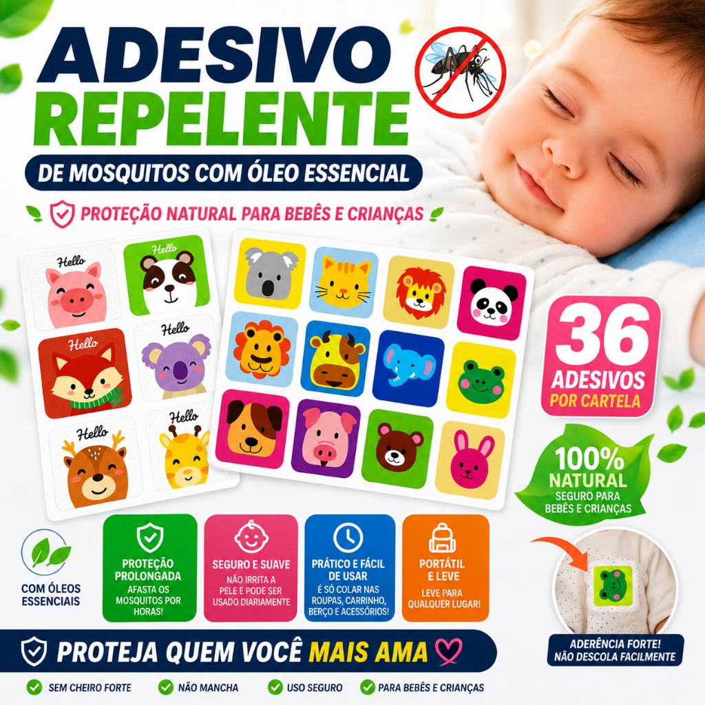Repelente Adesivo Anti Mosquito para Bebê Infanti