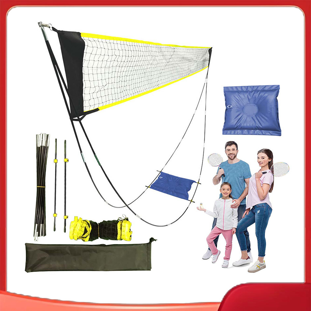 Rede de Badminton dobrável com suporte e bolsa de