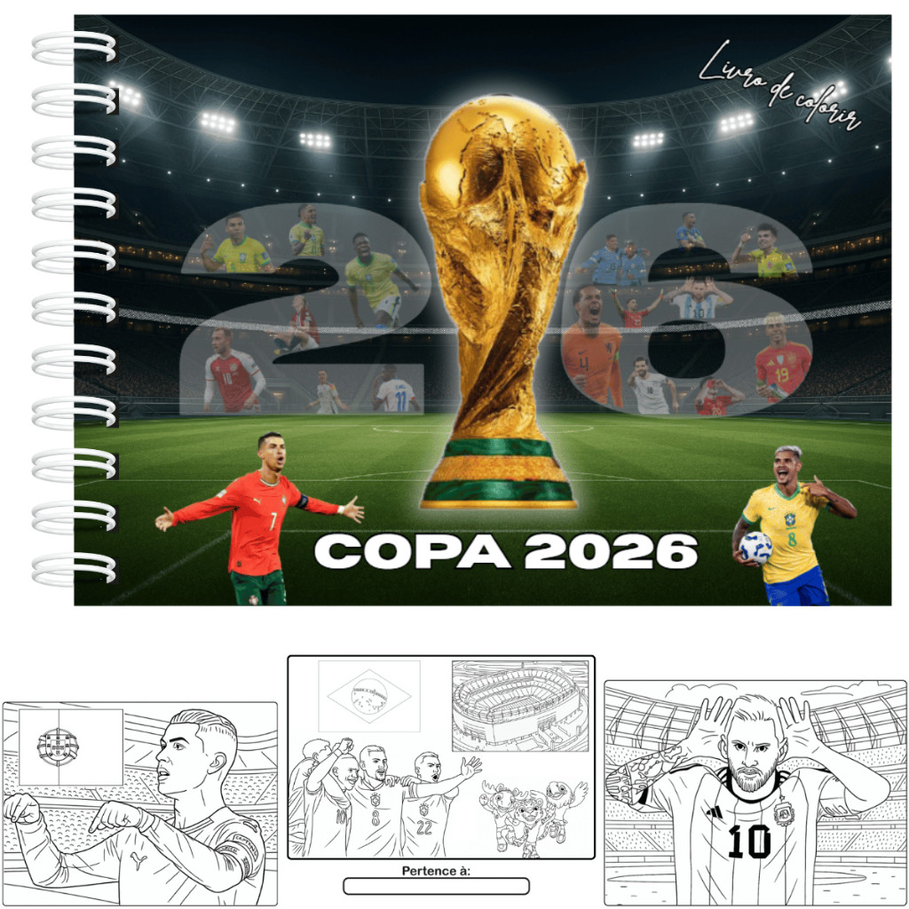 Livro De Colorir Copa Do Mundo 2026 Futebol Capa D