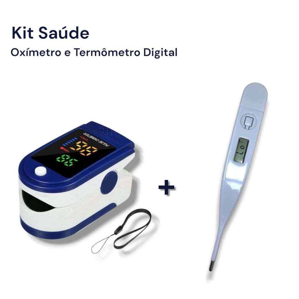 Kit Oxímetro de Dedo Medidor de Saturação + Ter