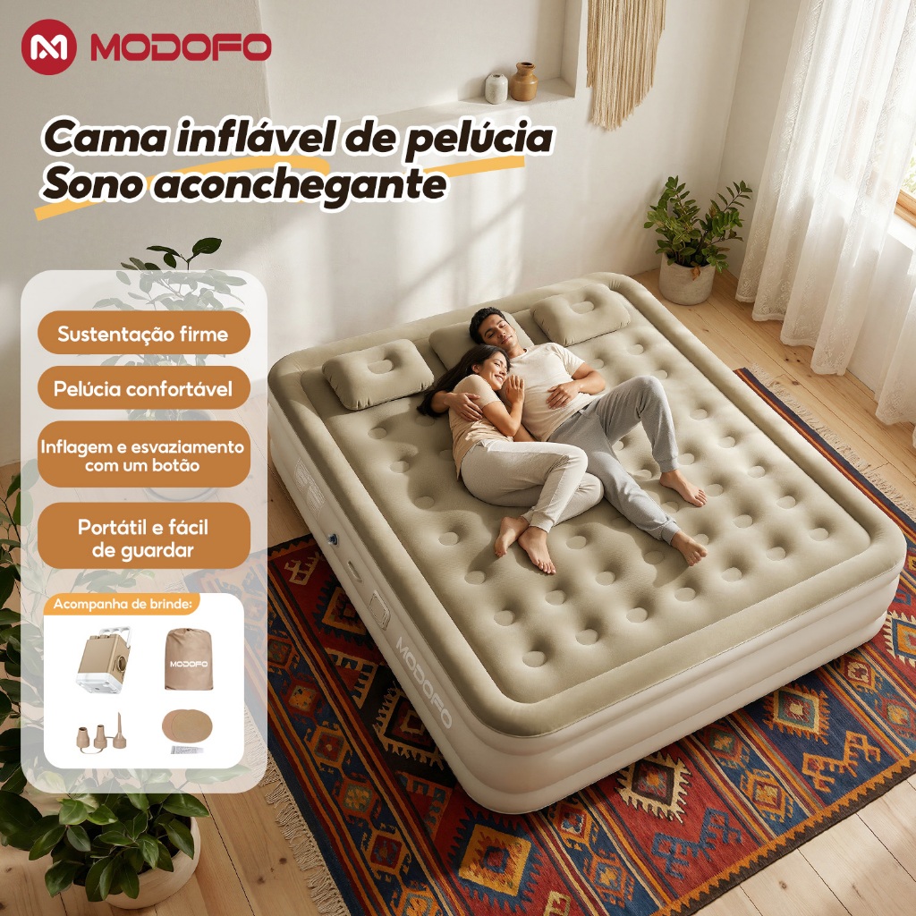 MODOFO Colchão Inflável Automático Solteiro/Que
