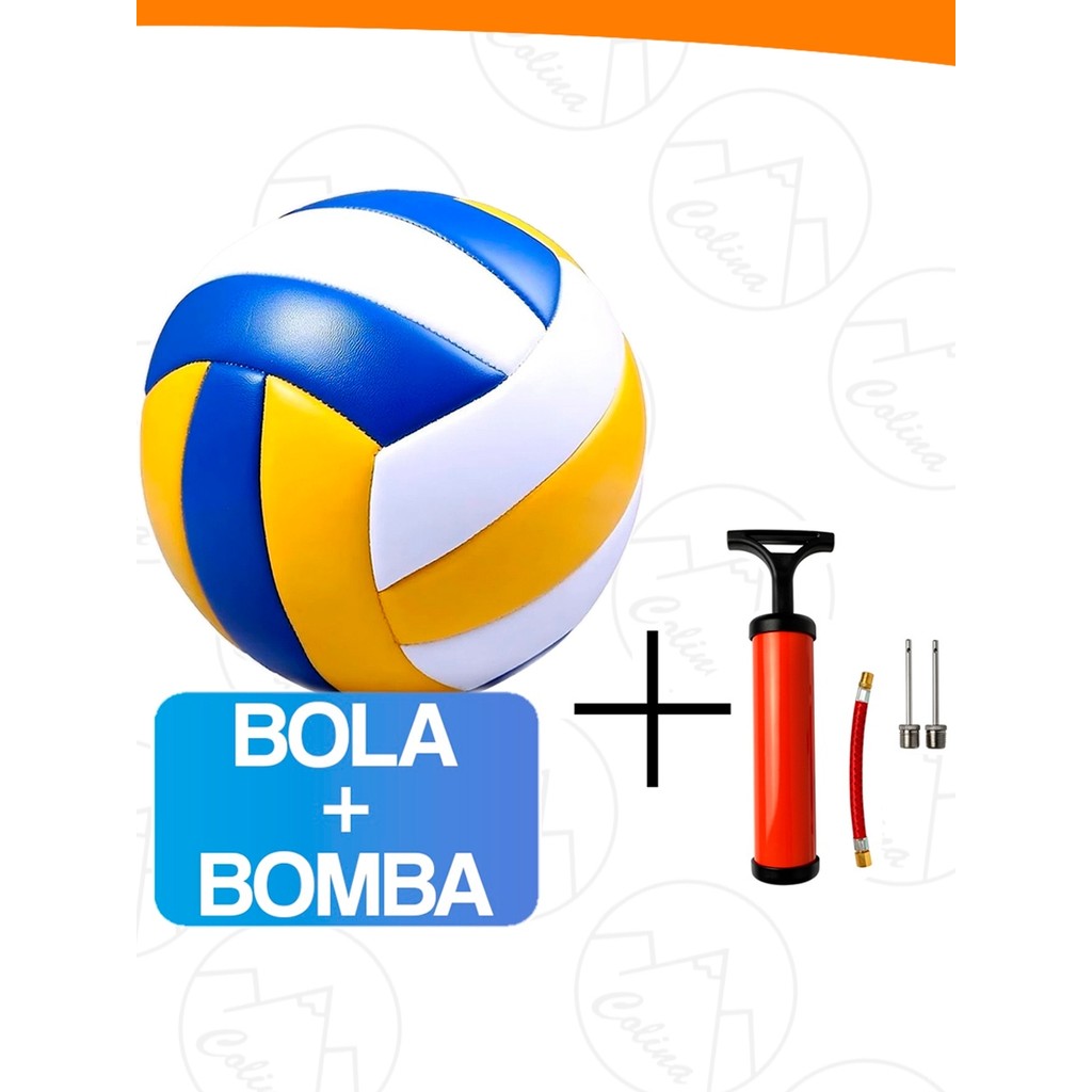 Bola de Volei + Bomba de Encher Ar Quadra Praia Ar