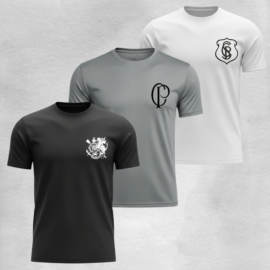 3 Camisas Gaviões Da Fiel 02 Dry Fit Ideal Treino