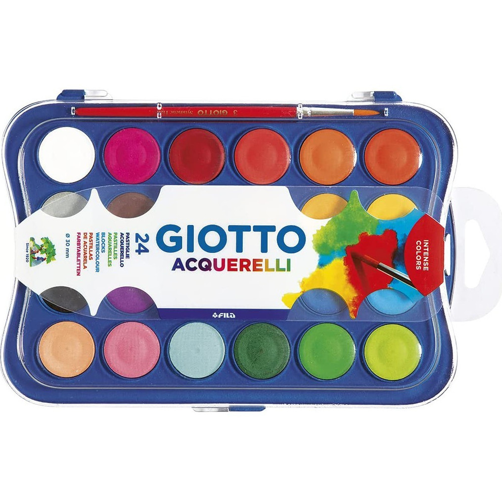 Aquarela Giotto com Pincel 12, 24 e 36 Cores Profi