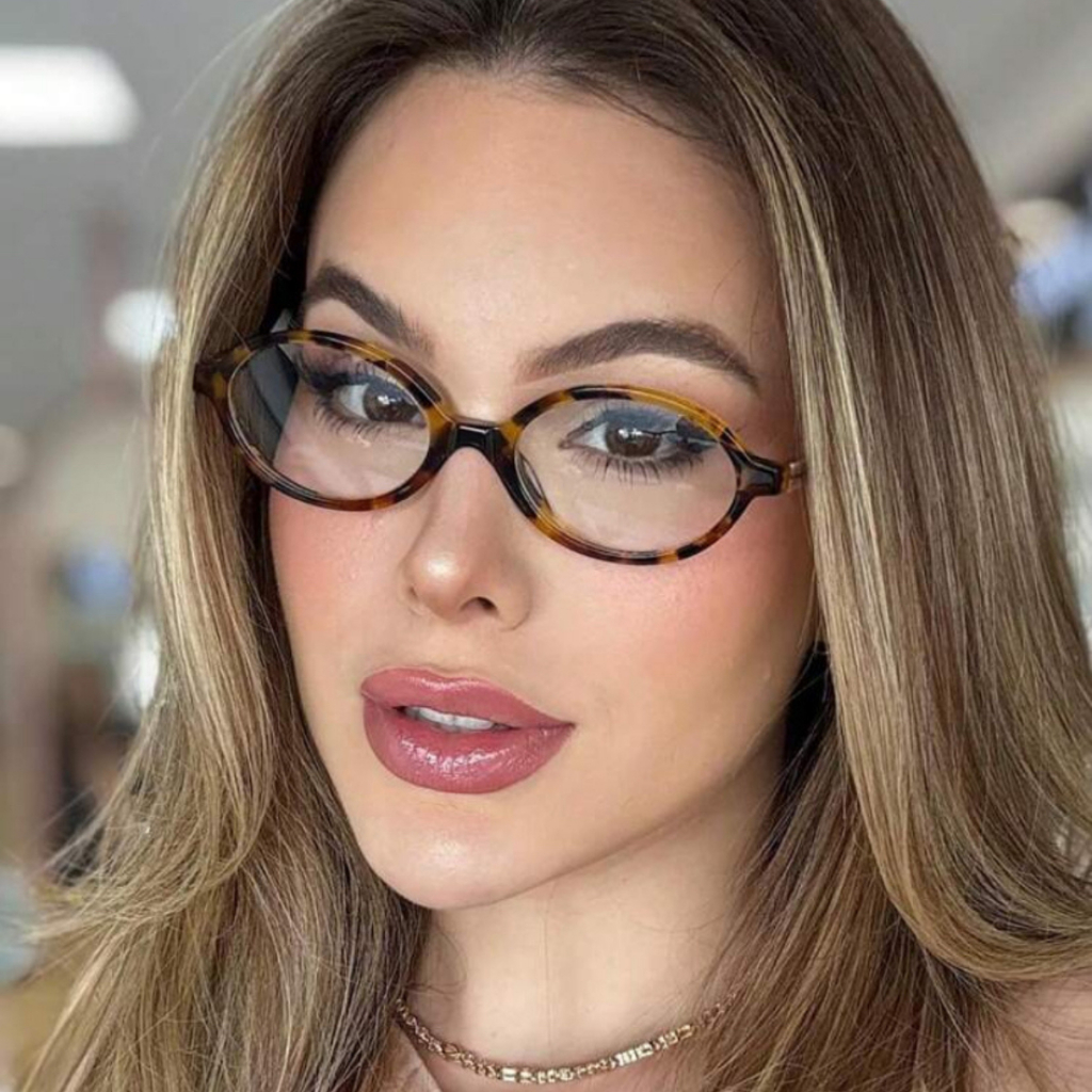 Óculos Miu Oval Retrô Tartaruga Blogueira Nova M