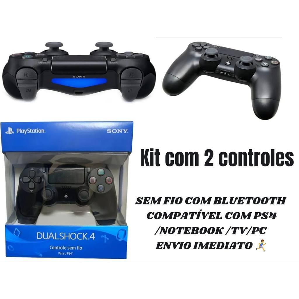 Kit com 2 controles ps4 sem fio linha premium comp
