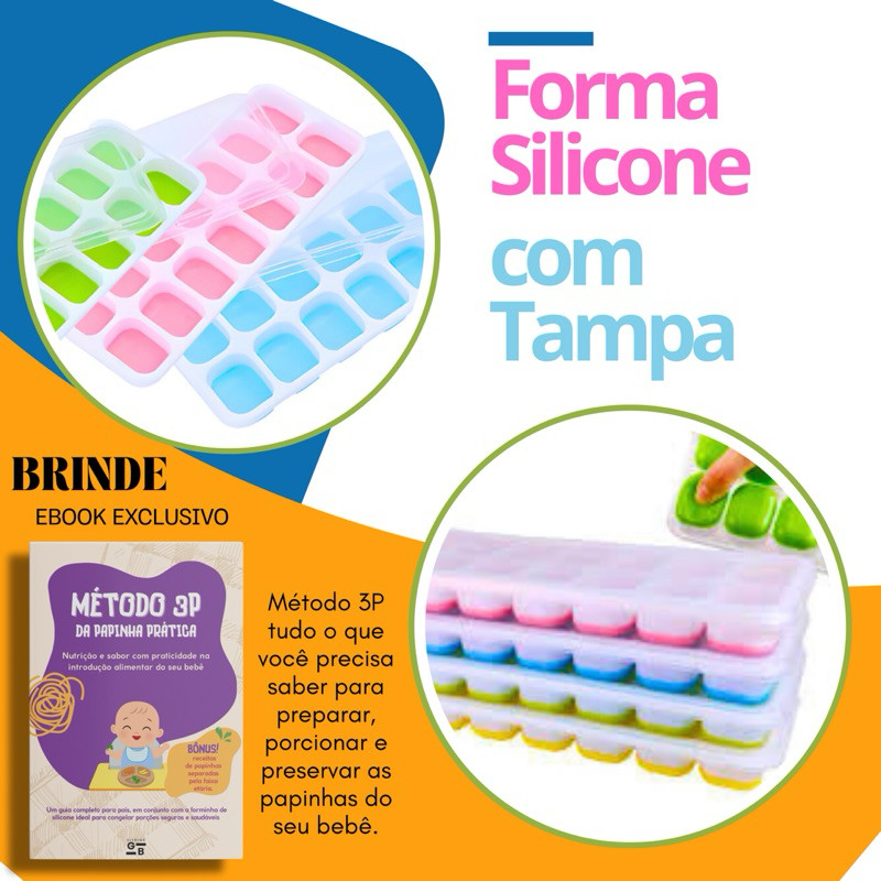 Kit Formas de Gelo Silicone com Tampa Rígida Flex