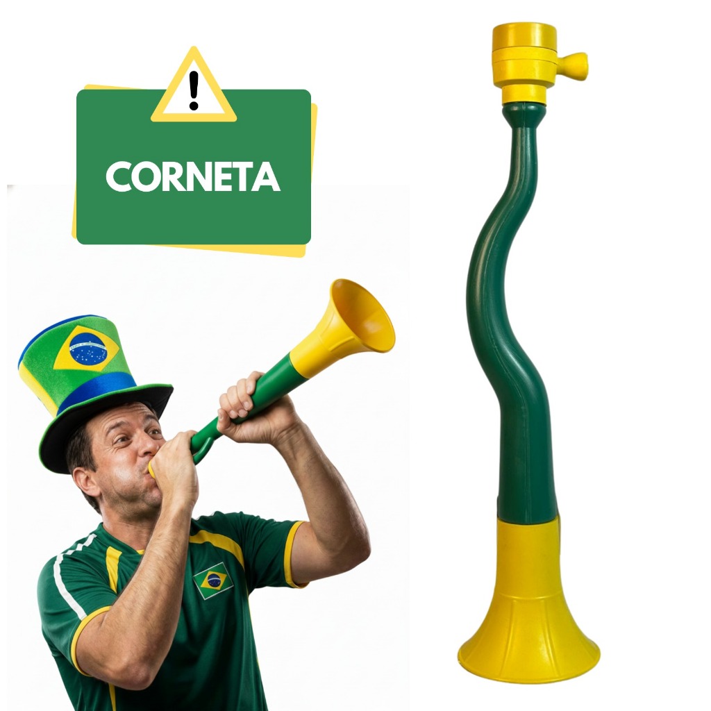 Kit 3 e 6 Corneta Berrante 40 cm Copa do Mundo Bra