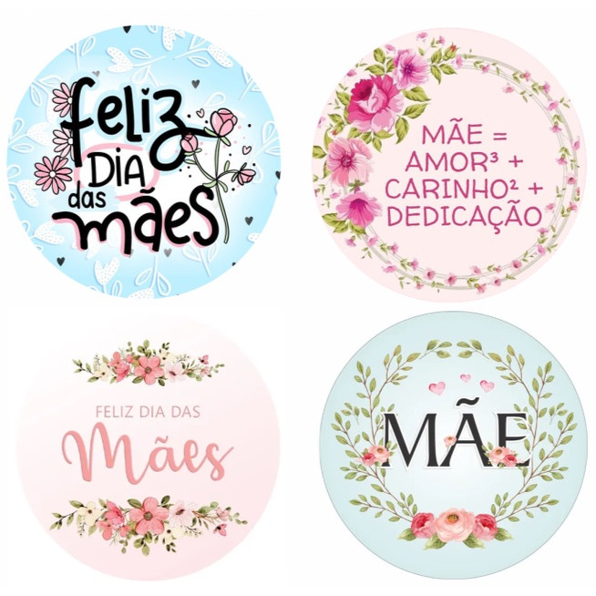 Kit  100  Etiquetas Adesivos selos  Dia das Mães 