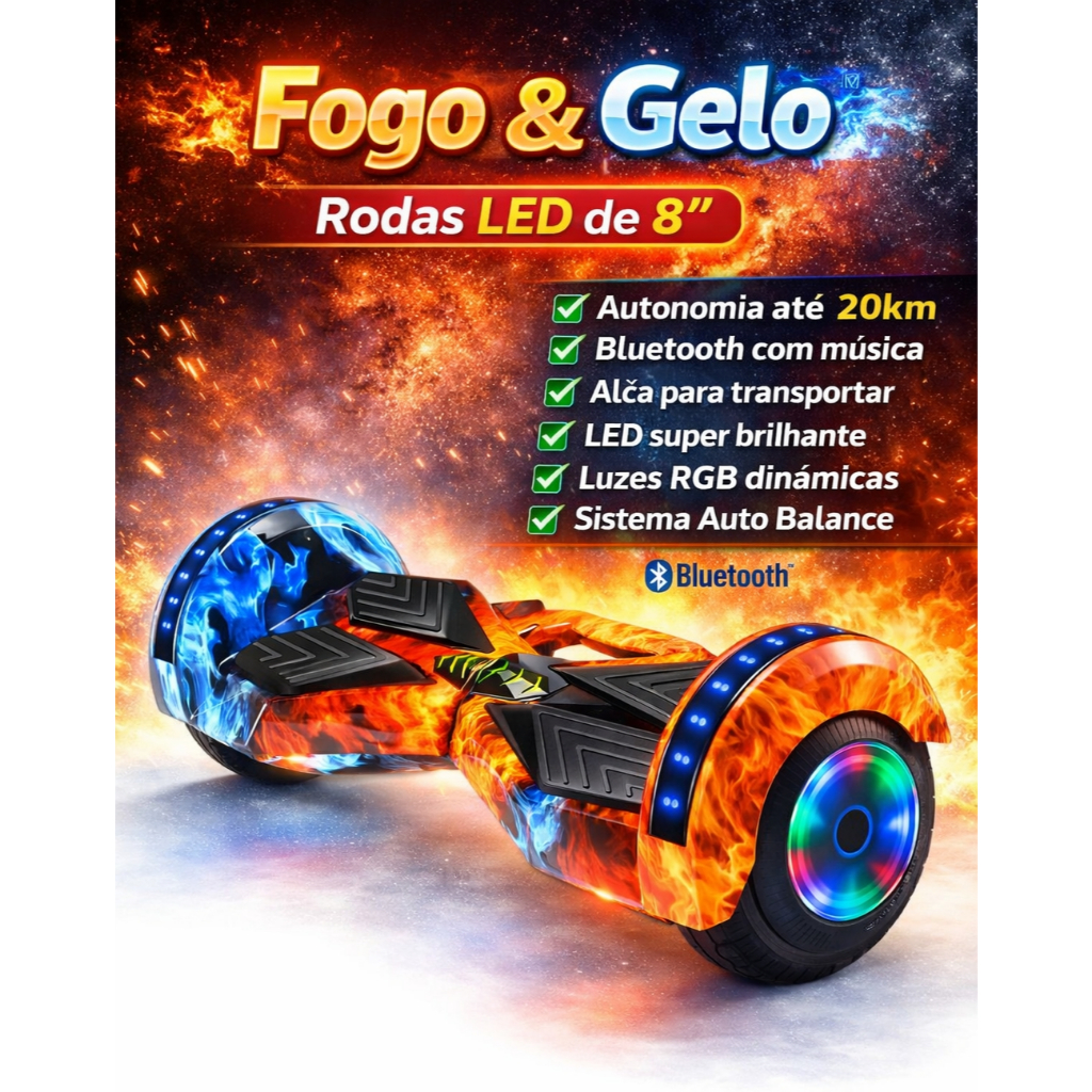 Hoverboard Elétrico 6 / 8 Bluetooth LED Autoequi
