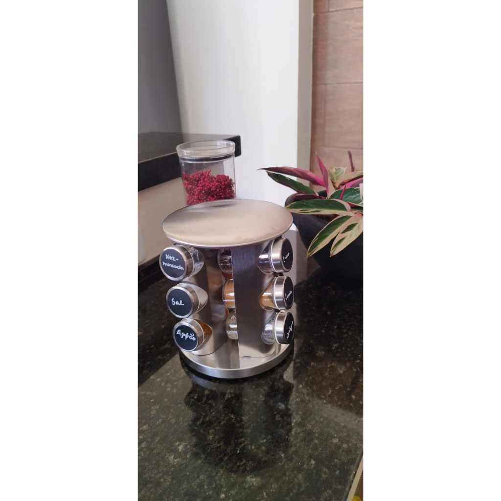 Porta Tempero Inox com Base Giratória 360° para 