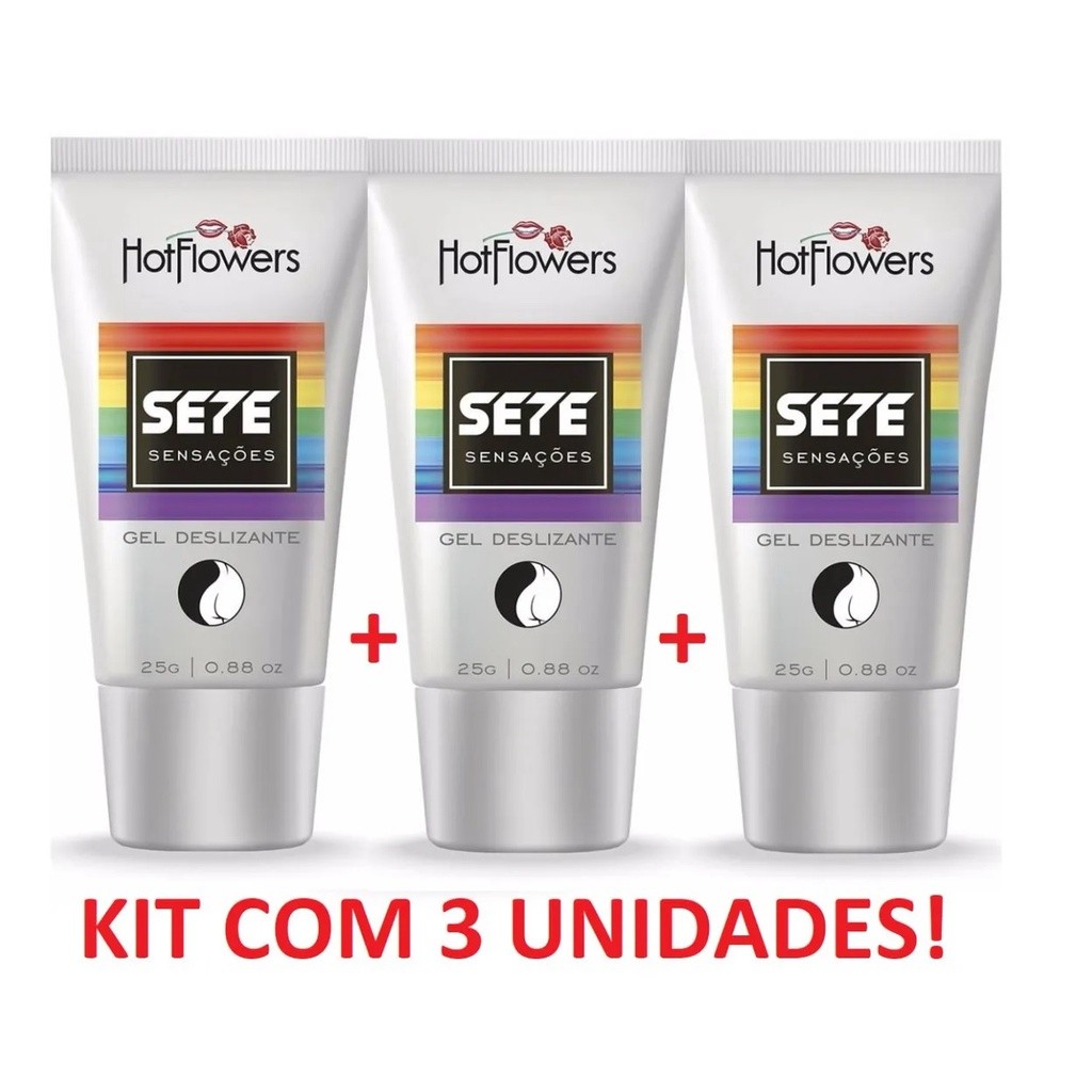 Kit 3 Gel Lubrificante Anal Sete 7 Sensações Hot