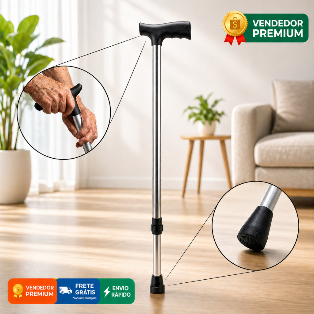 Bengala Ortopédica Extensível, Ergonômico, Leve
