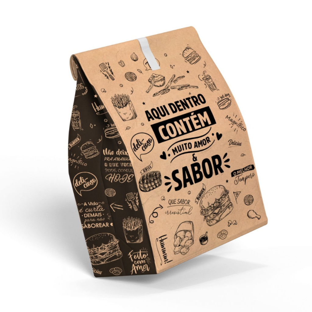 Embalagem Saco Kraft Para Delivery – Burger,