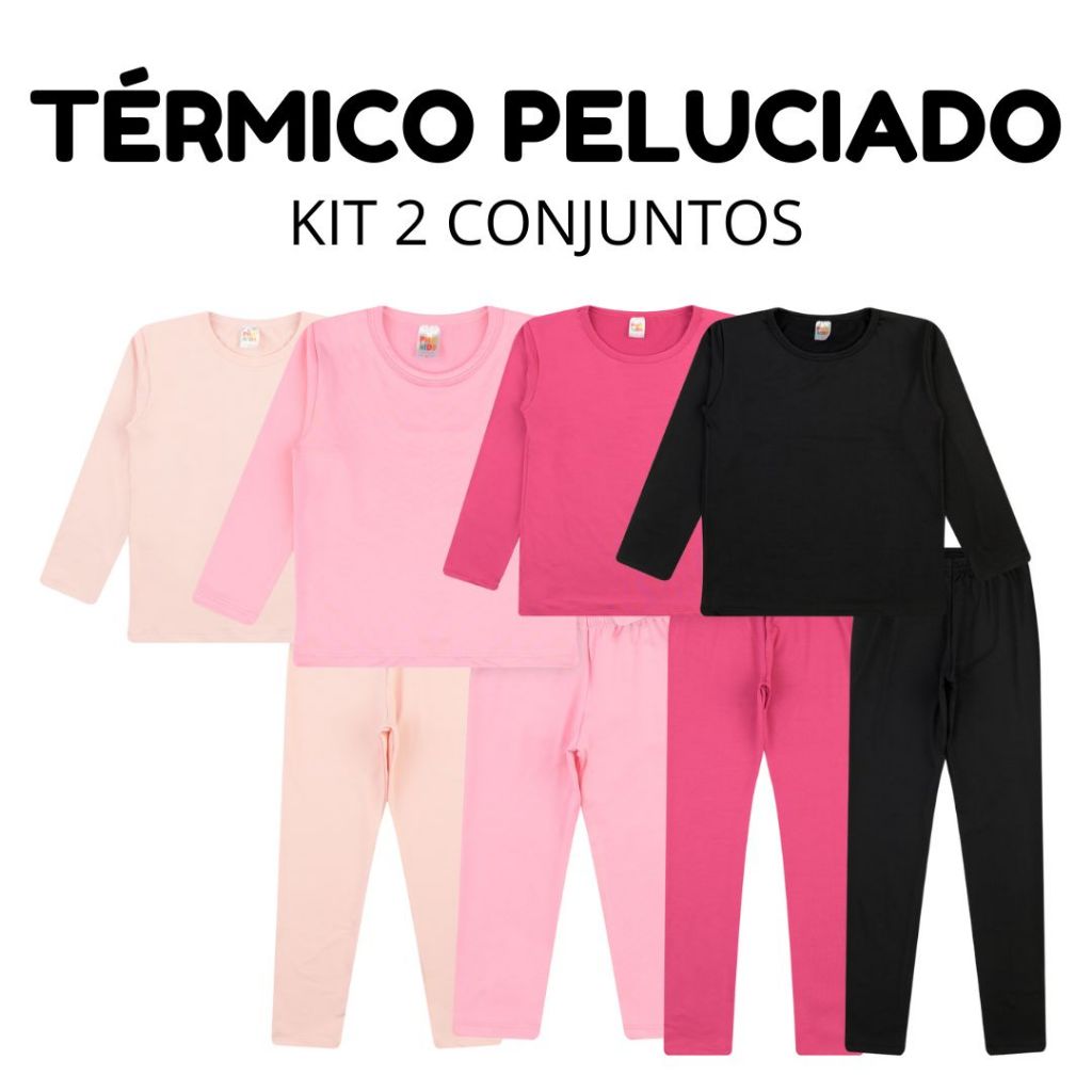 Kit 2 Conjuntos Térmico Peluciado Flanelado Femin