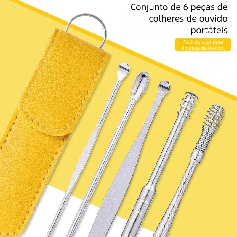 Kit Portátil de Colheres de Cera de Ouvido (6 Pe�