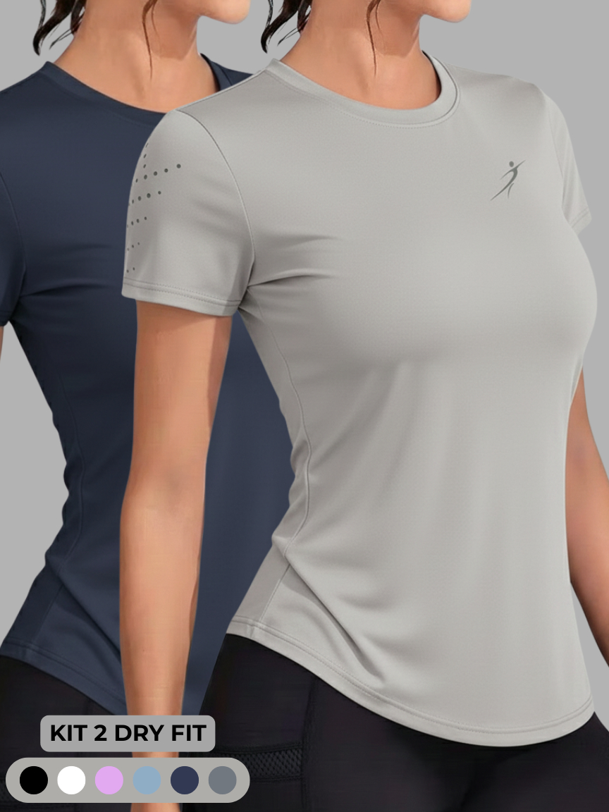 Kit 2 Camisetas Dry Fit Feminina Academia Fitness 