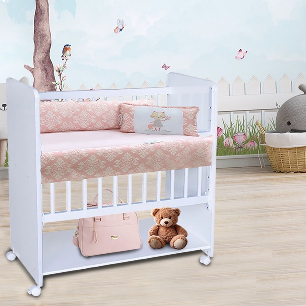 Mini Berço New Baby Com Colchão e Grade Móvel P