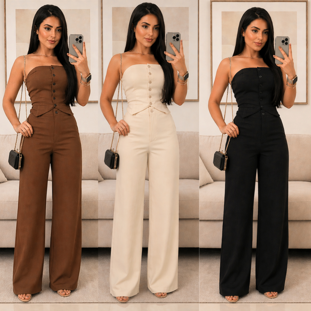 Conjunto Alfaiataria Cropped Tomara que Caia Socia