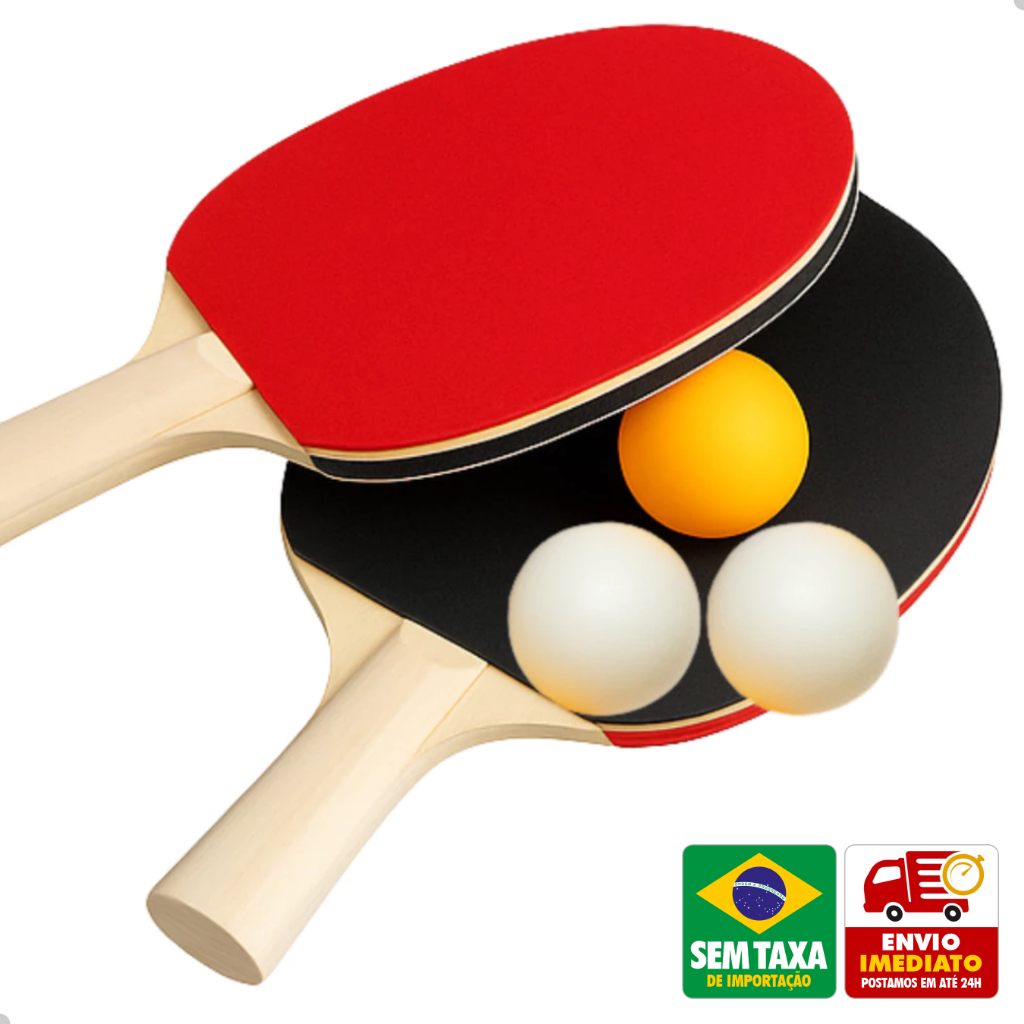 Kit Raquete Ping Pong Madeira 3 Bolinhas Tênis de