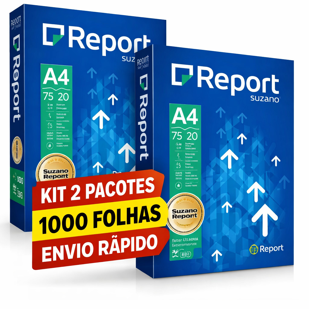 Papel Sulfite A4 75g Suzano Report 1000 Folhas KIT