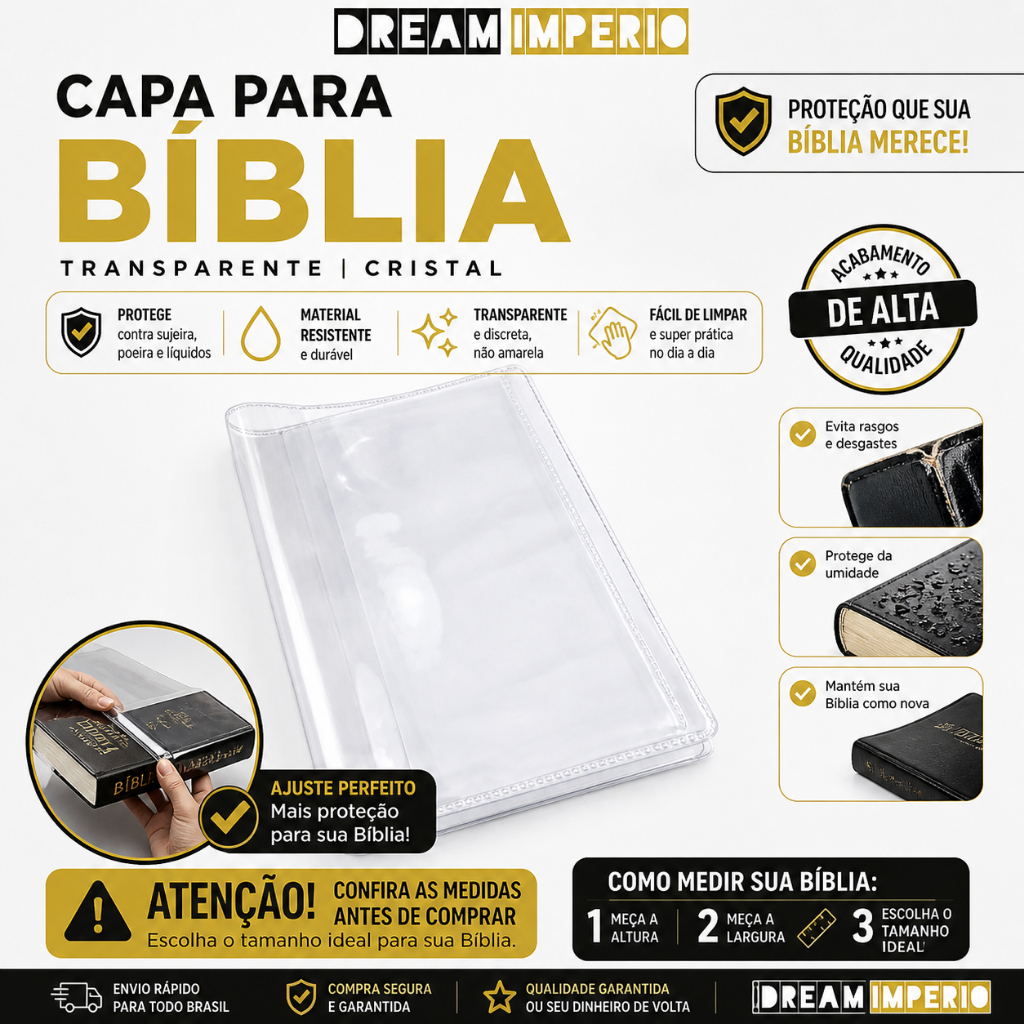 Capa Protetora Transparente para Bíblia – P