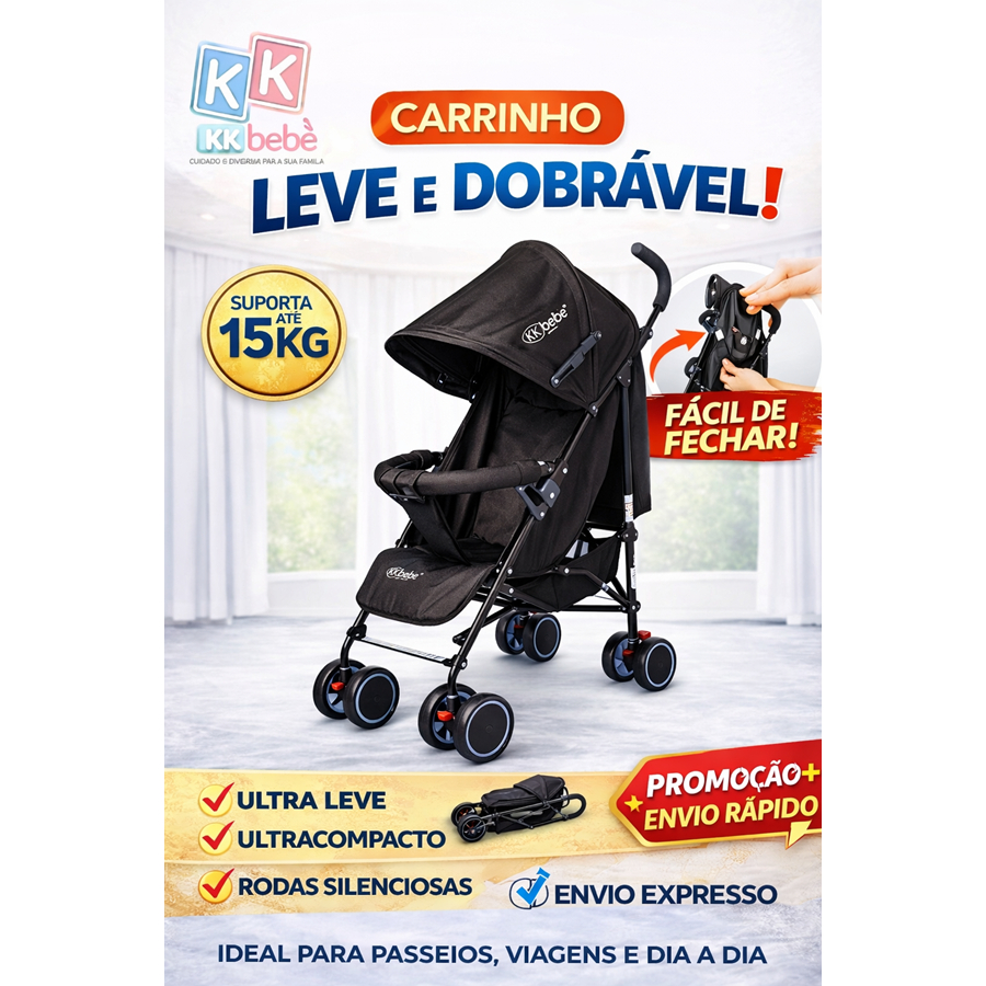 Carrinho de Bebê Guarda Chuva Vira Berço AntiRef