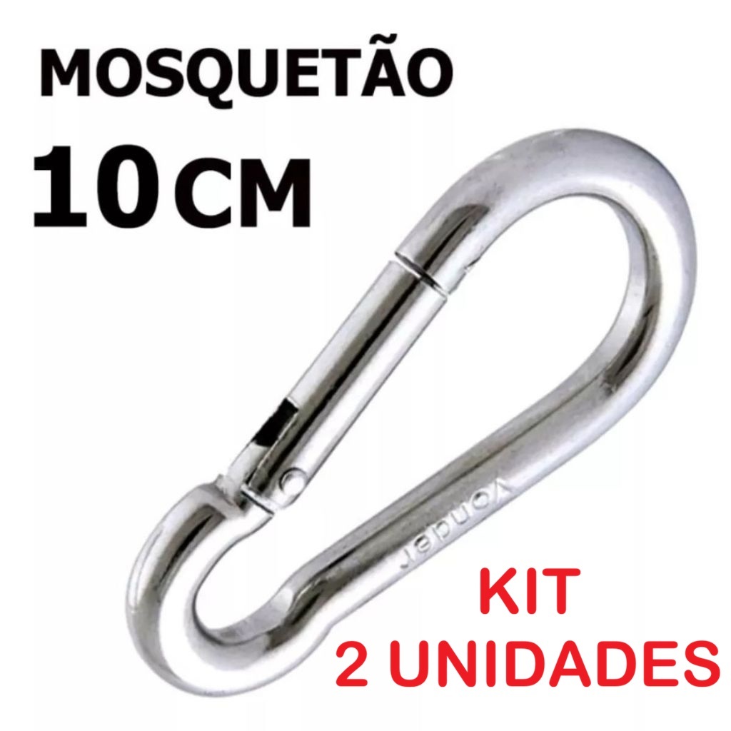 Kit 2 Mosquetão 10cm Aço Galvanizado Suporta 350
