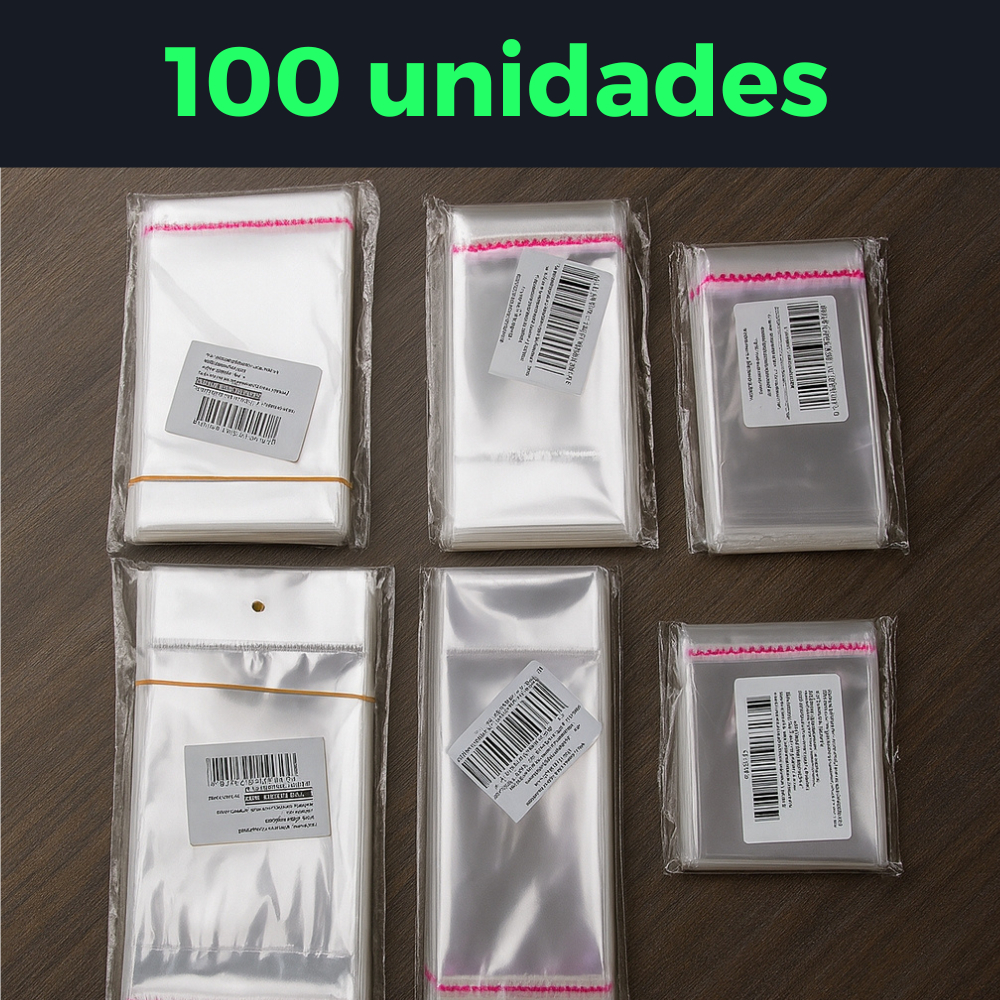 Saco Adesivado Transparente Kit Com 100 Saquinho A