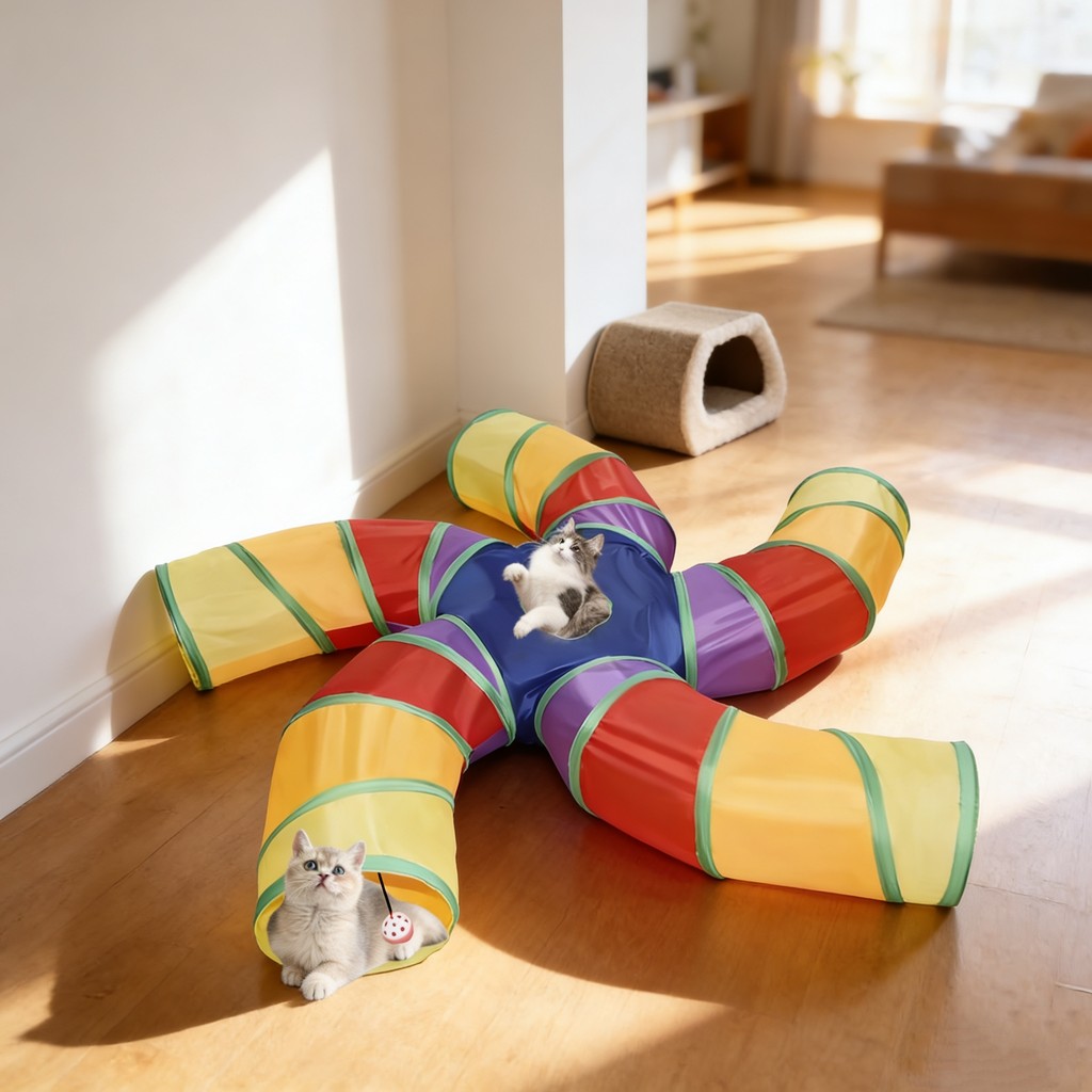 Túnel Colorido Dobrável para Pets – Brinqu