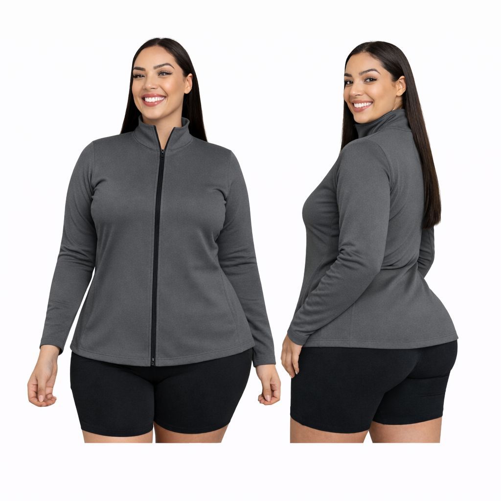 Jaqueta Plus Size  Fitness Feminino Dry Fit Slim P