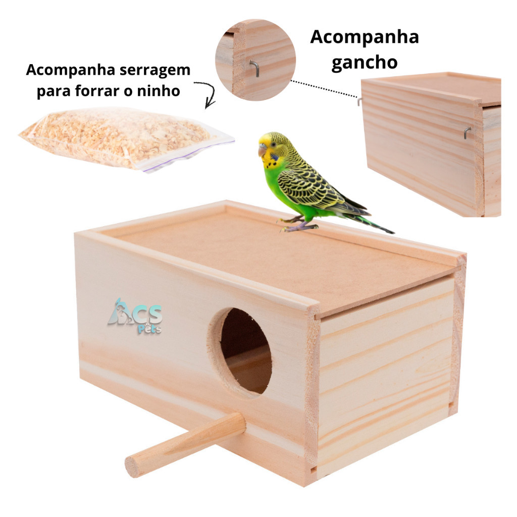 Ninho Para Periquito Pássaros Para Reprodução +