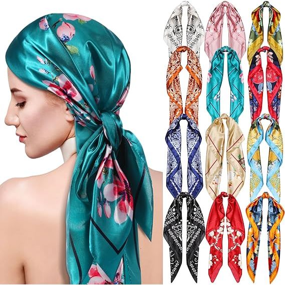 Lenços Cetim Cabeça Pescoço de Seda Super Moda 
