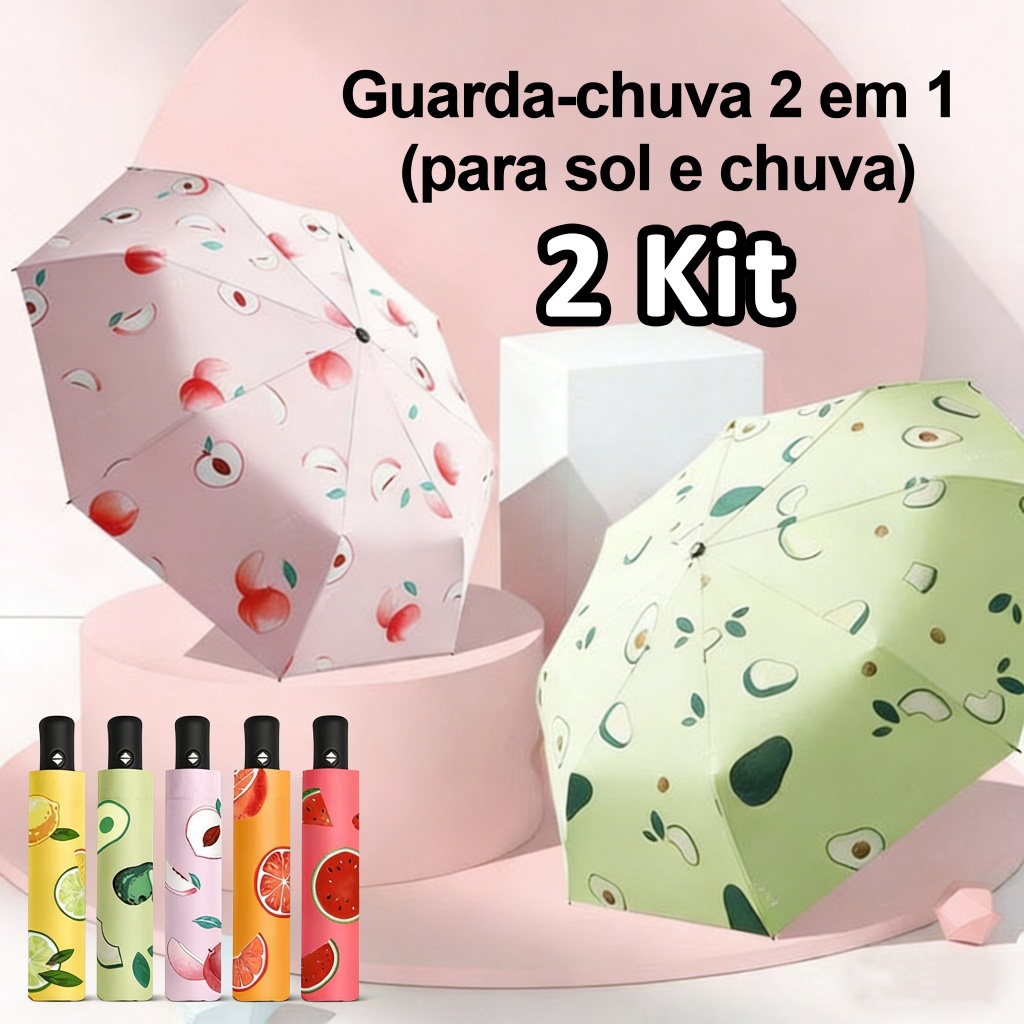 2PCS-Guarda-chuva 2 em 1 para sol/chuva com prote�