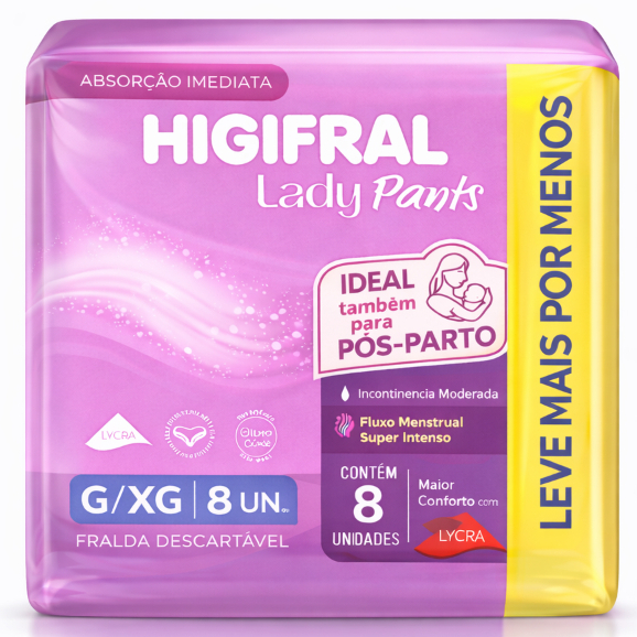 Roupa Intima Lady Fralda Geriátrica Pôs Parto 8 
