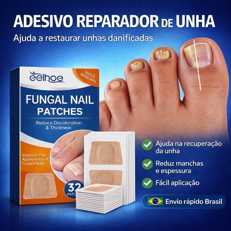 Kit Adesivo Reparador de Unhas dos Pés Cinza Fung