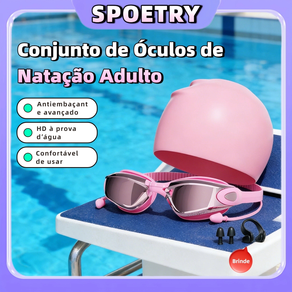 Conjunto De Óculos De Natação Adulto Waterproof
