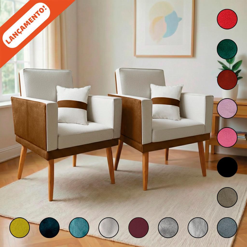 Kit 2 Poltronas para Sala Lis Almofada Corino Pero