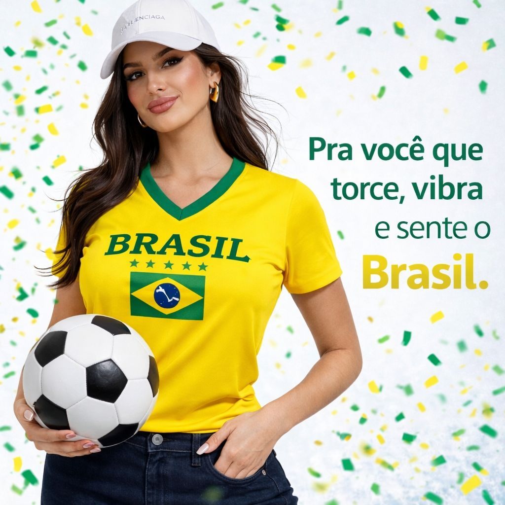 Camisa  Brasil Feminina Baby Look Copa Do Mundo 20