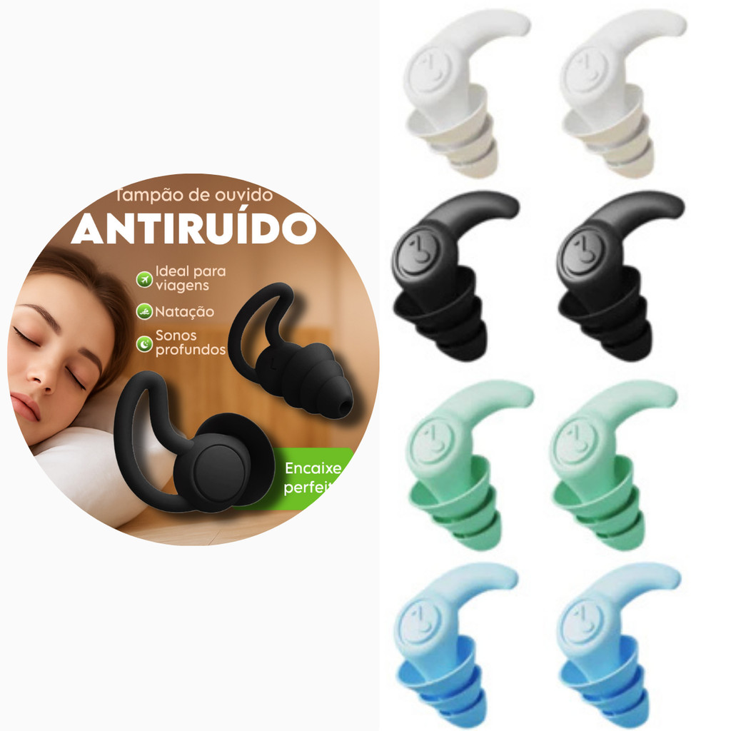 Tampão Ouvido Par 3 Camadas Antiruído Plug Dormi