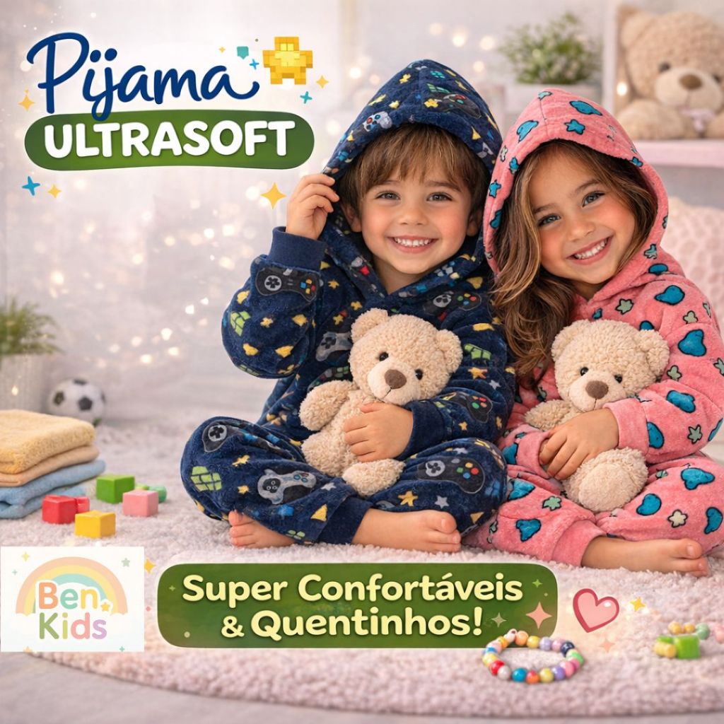 Conjunto Pijama Plush Soft Infantil Bebê Flanelad
