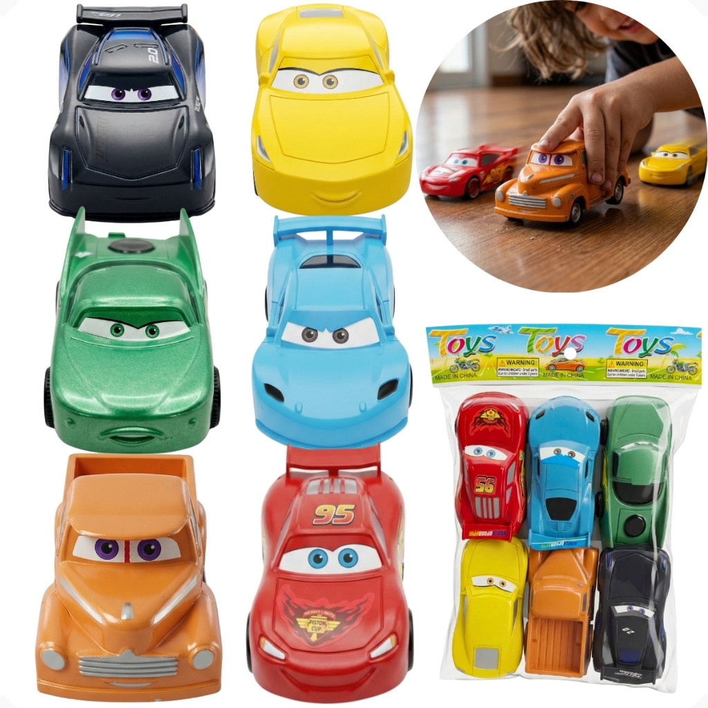 Kit 6 Carrinhos Fricção Brinquedo Carros De Corr