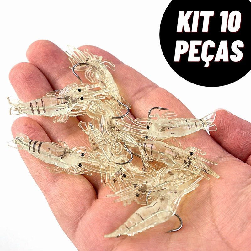 Kit 10 peças Isca De Camarão Macia 4,5cm Iscas S