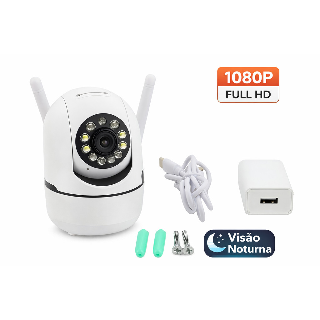 Câmera WiFi 1080P HD V380 Visão Noturna Áudio B