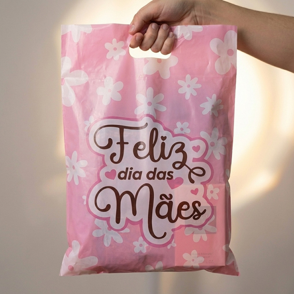 Sacola Feliz Dia Das Mães Personalizada Com Frase