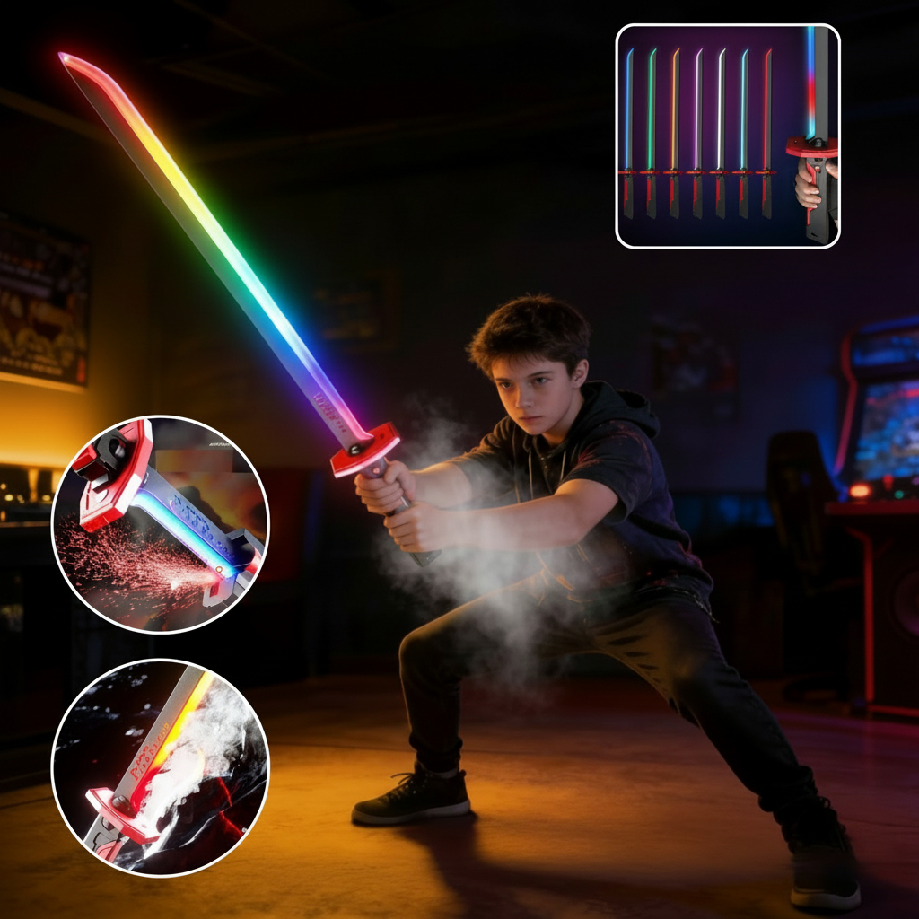 Espada Katana Ninja Faísca Led RGB Grande 80cm Co