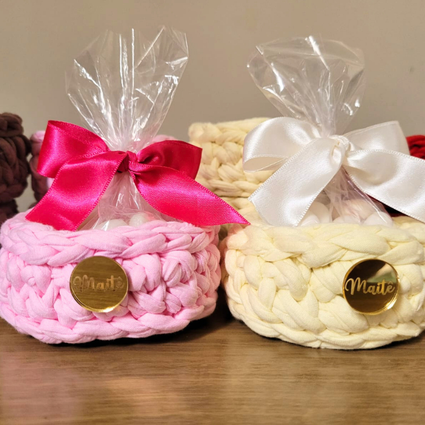 Kit 7 Mini Cachepô de crochê fio de malha Premiu