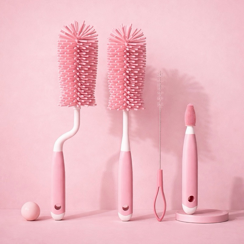 Kit 4 Escova de Mamadeira Silicone 360° Limpeza C